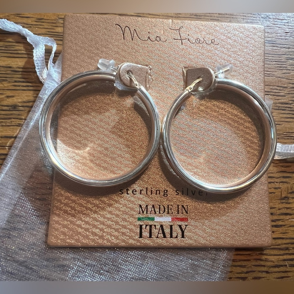 Mia Fiore Sterling Silver Hoop Earrings - Picture 3 of 4